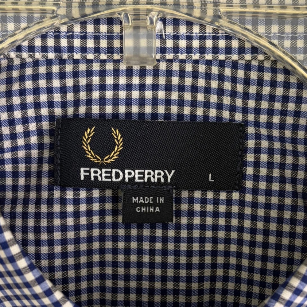 Fred Perry Bold Tipped Check Shirt Mens L Blue NWT M4256 Gingham Button Down - Picture 7 of 10